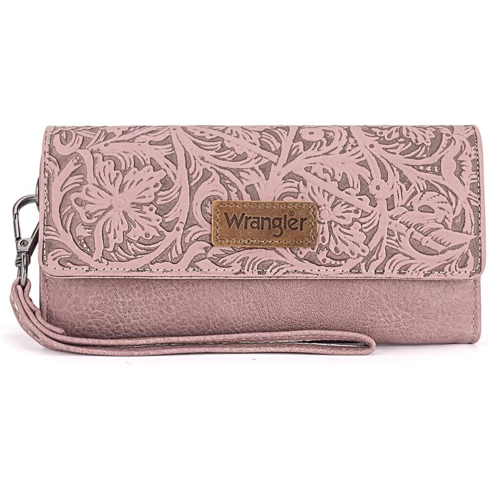 Western Faux Leather Wallet For Women Rfid Secure Trifold Clutch Zip